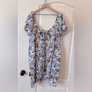 Flutter Sleeve Linen Blend Swing Dress